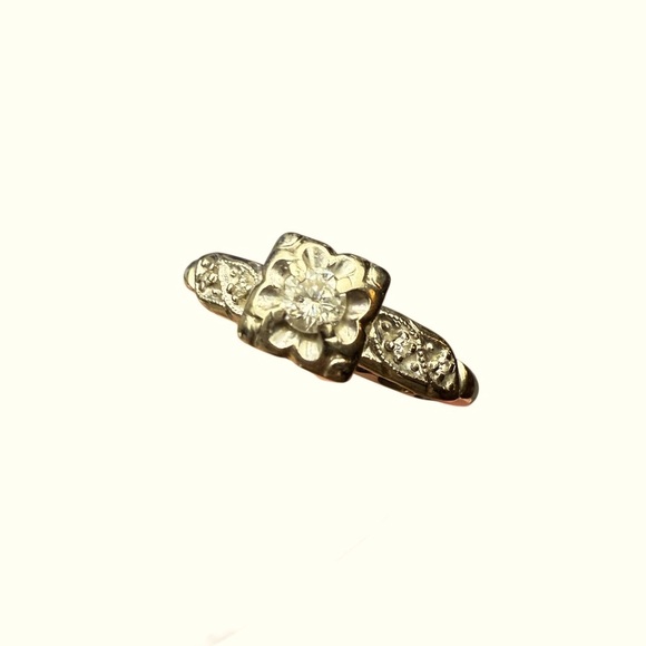 Art Deco Vintage Diamond Ring Size 6.5 - Picture 4 of 12